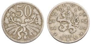 CZECHOSLOVAKIA 50 haleru 1924 VF