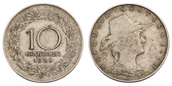 AUSTRIA 10 groschen 1928 VF