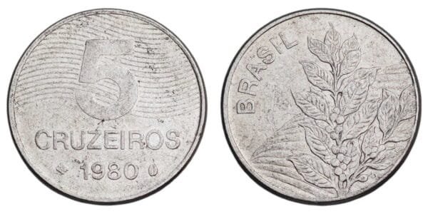 BRAZIL 5 cruzeiros 1980 VF