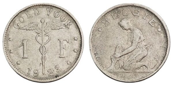 BELGIUM 1 franc 1923 / Dutch text / VF