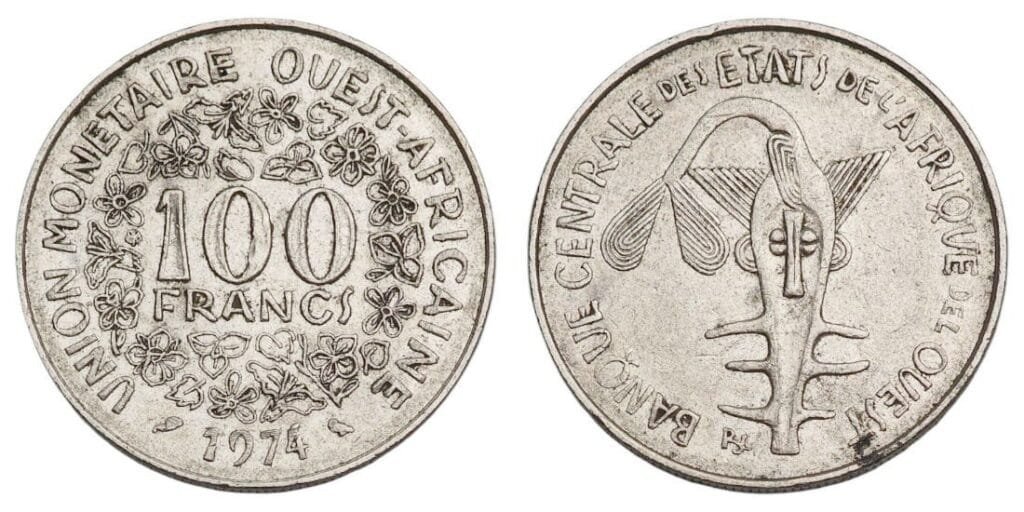 WEST AFRICAN STATES 100 francs 1974 VF