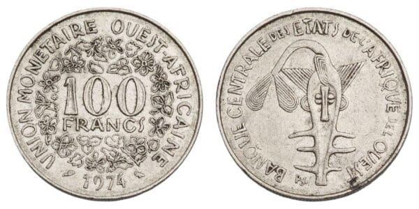 WEST AFRICAN STATES 100 francs 1974 VF