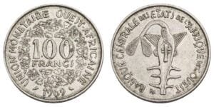 WEST AFRICAN STATES 100 francs 1969 VF