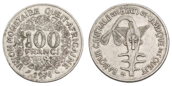 WEST AFRICAN STATES 100 francs 1974 VF