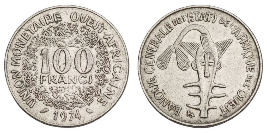 WEST AFRICAN STATES 100 francs 1974 VF