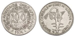 WEST AFRICAN STATES 100 francs 1974 VF