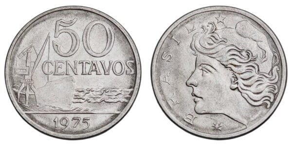 BRAZIL 50 centavos 1975 VF