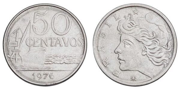 BRAZIL 50 centavos 1976 VF