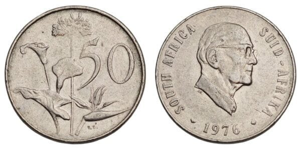 SOUTH AFRICA 50 cents 1976 VF