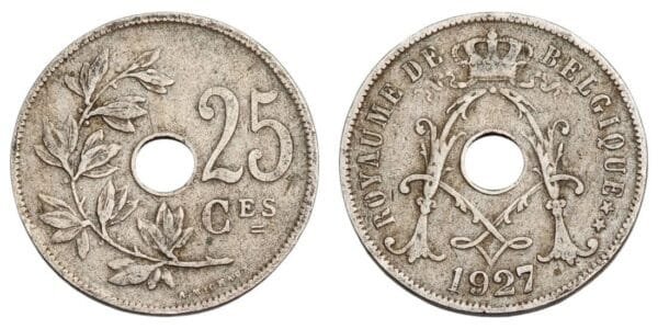 BELGIUM 25 centimes 1927 / Dutch text / VF