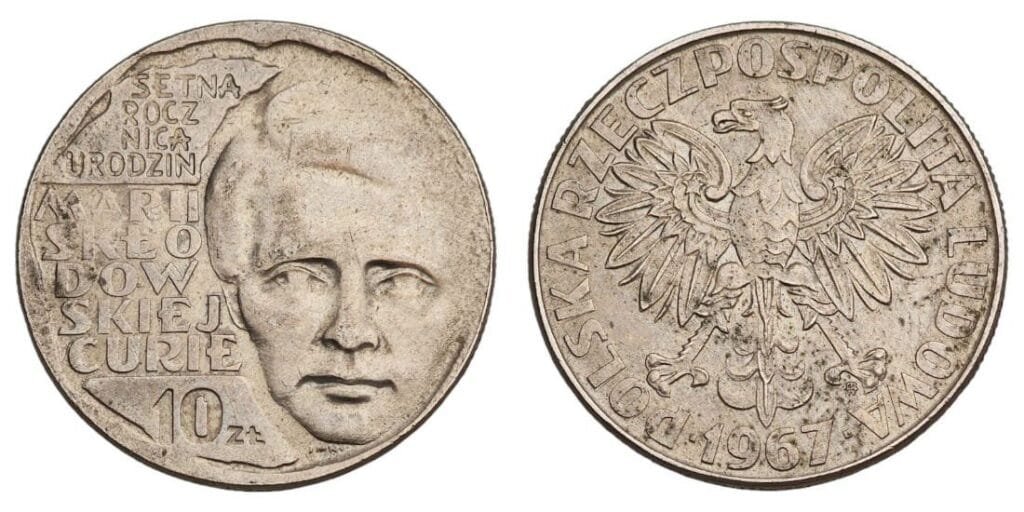 POLAND 10 zlotych 1967 / Marie Curie / VF