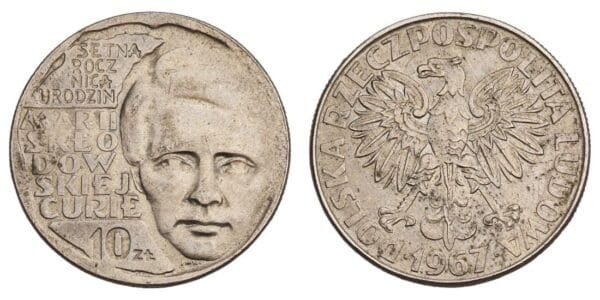 POLAND 10 zlotych 1967 / Marie Curie / VF