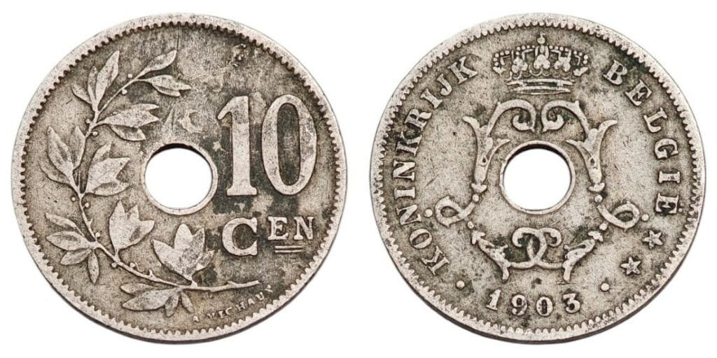 BELGIUM 10 centimes 1903 / Dutch text / VF-