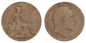 GREAT BRITAIN 1 penny 1908 F