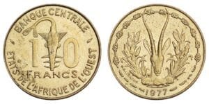 WEST AFRICAN STATES 10 francs 1977 XF