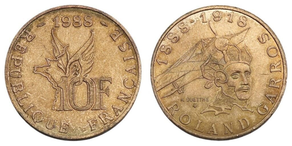 FRANCE 10 francs 1988 / Roland Garros / VF