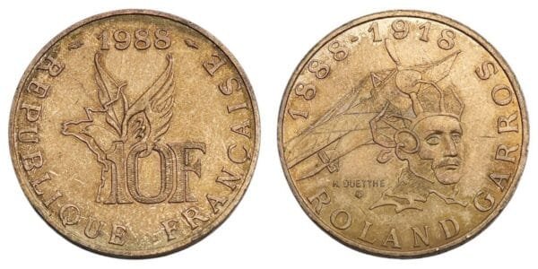 FRANCE 10 francs 1988 / Roland Garros / VF