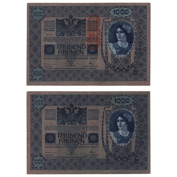 AUSTRIA 1000 kronen ND(1919) / Deutschösterreich overprint / VF