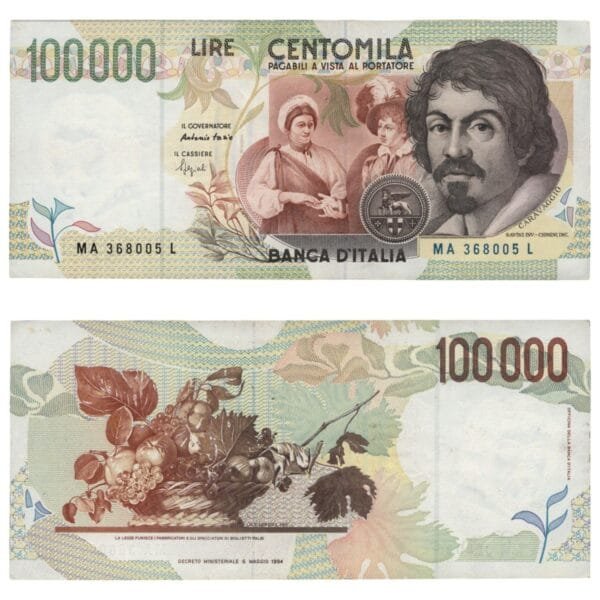 ITALY 100000 lire 1994 / Series MA / XF