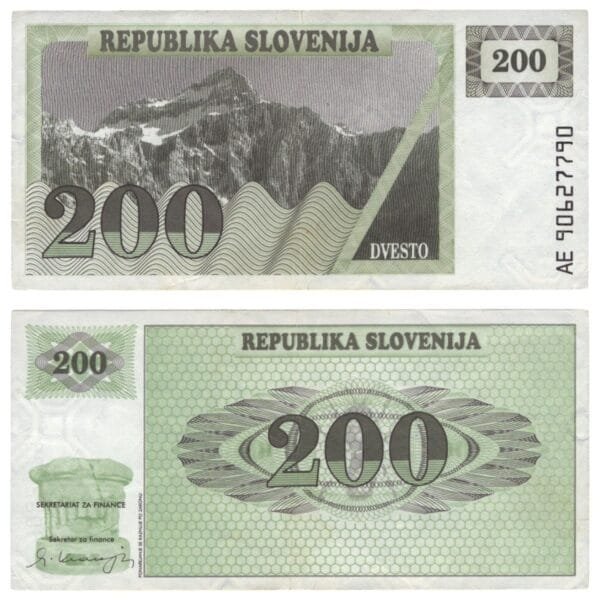 SLOVENIA 200 tolarjev 1990 VF+