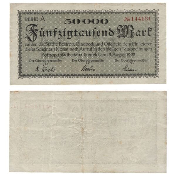 GERMANY 50000 mark 1923 / Bottrop city / Notgeld / VF
