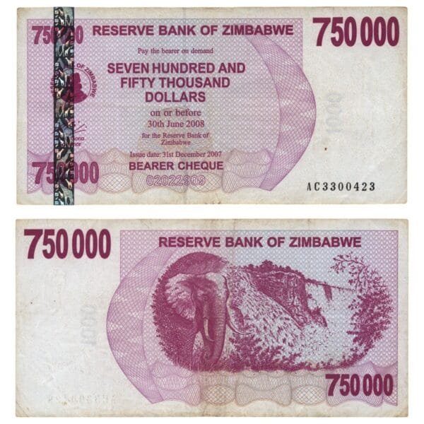 ZIMBABWE 750000 dollars 2007 VF