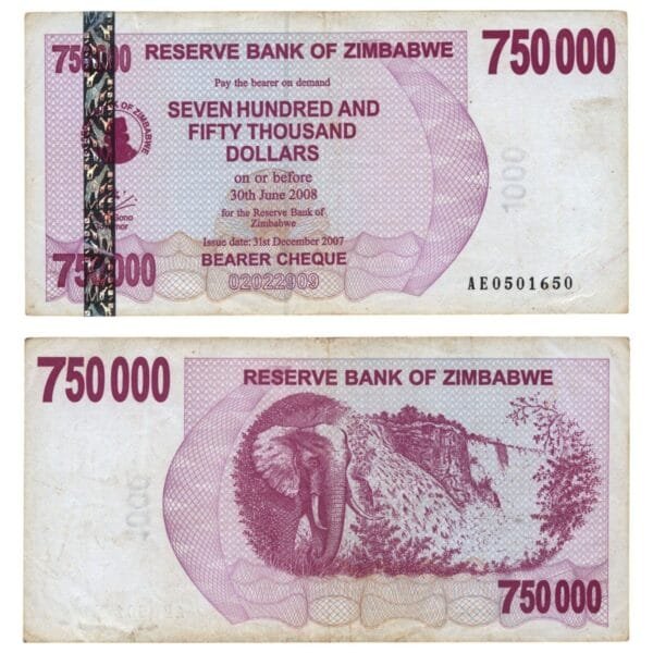 ZIMBABWE 750000 dollars 2007 VF