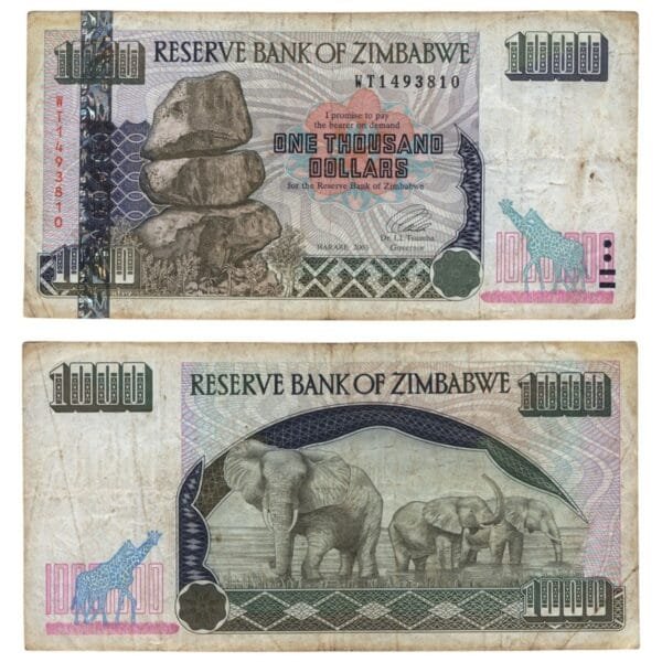 ZIMBABWE 1000 dollars 2003 VF-