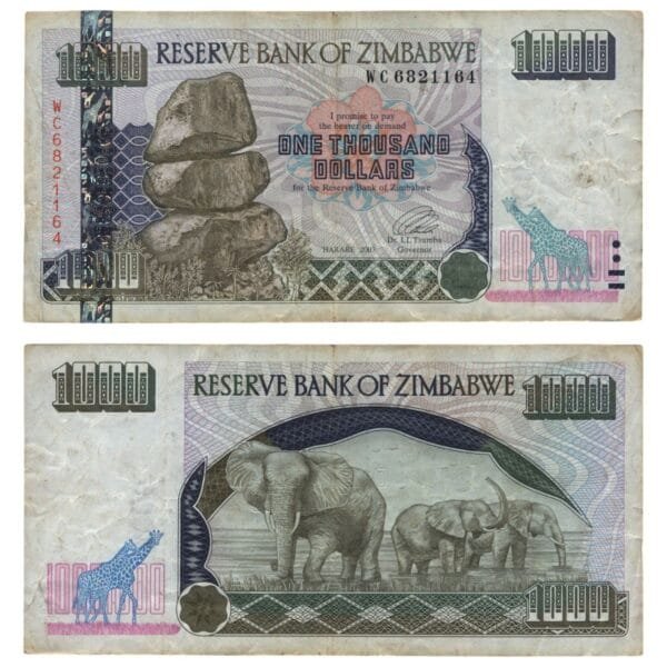 ZIMBABWE 1000 dollars 2003 VF-