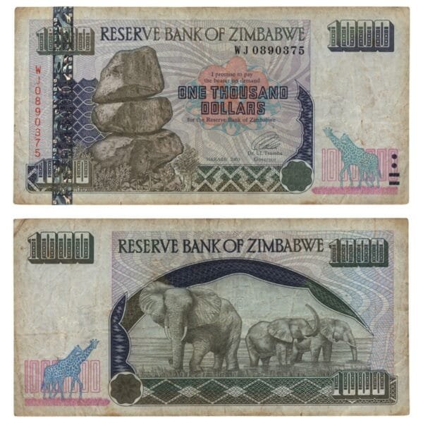 ZIMBABWE 1000 dollars 2003 VF-