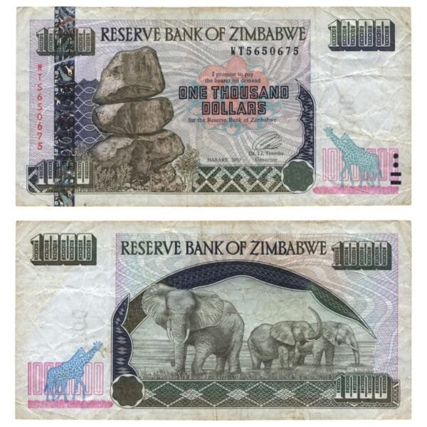 ZIMBABWE 1000 dollars 2003 VF-