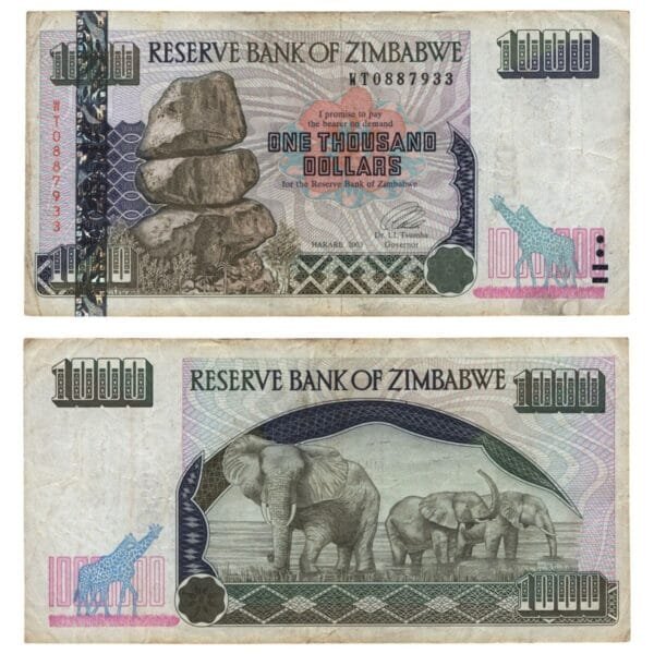 ZIMBABWE 1000 dollars 2003 VF-