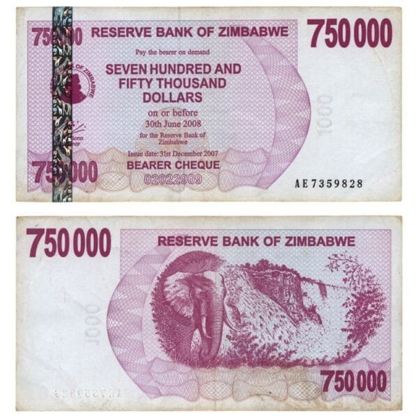 ZIMBABWE 750000 dollars 2007 VF-