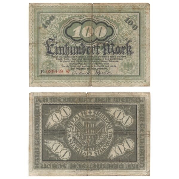 GERMANY 100 mark 1922 / Westphalia region / Notgeld / F+