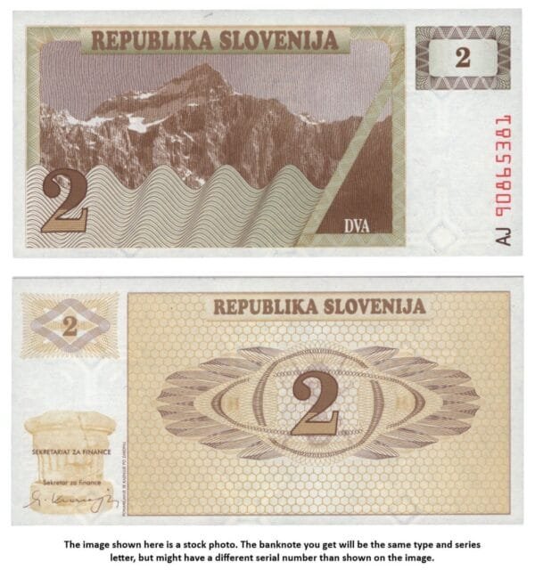 SLOVENIA 2 tolarja 1990 UNC