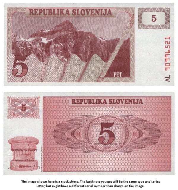 SLOVENIA 5 tolarjev 1990 UNC