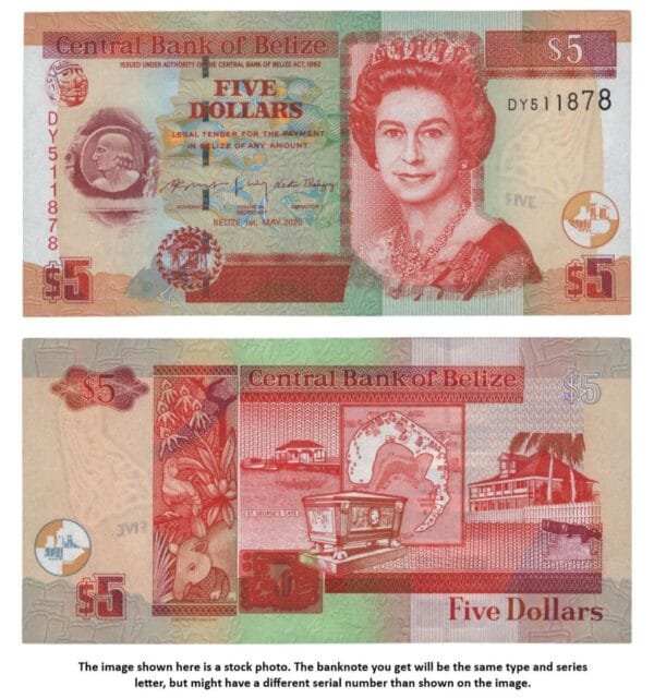 BELIZE 5 dollars 2020 UNC