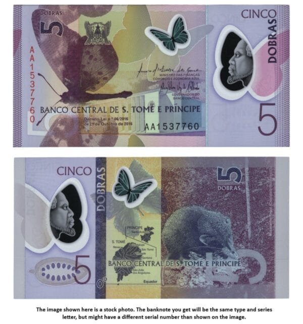 SAO TOME AND PRINCIPE 5 dobras 2016 / Polymer plastic / UNC