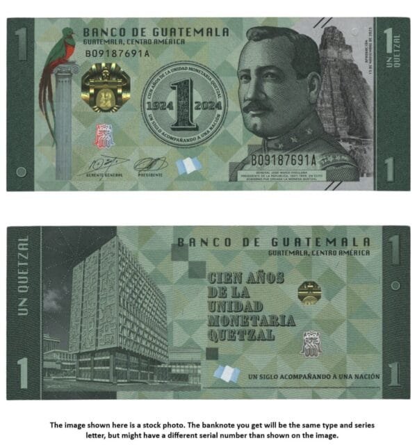 GUATEMALA 1 quetzal 2024 / 100 Years of the Quetzal Currency / UNC