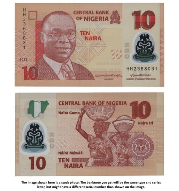 NIGERIA 10 naira 2022 / Polymer plastic / UNC