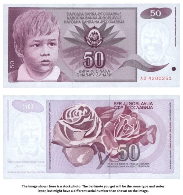 YUGOSLAVIA 50 dinara 1990 / Series AD / UNC