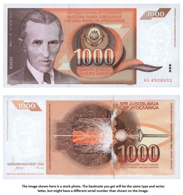 YUGOSLAVIA 1000 dinara 1990 / Series AG / UNC