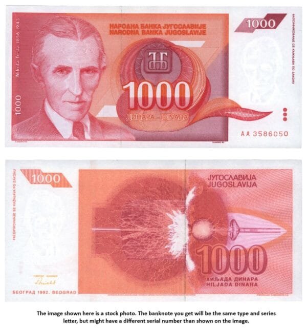 YUGOSLAVIA 1000 dinara 1992 / Series AA / UNC