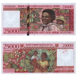 MADAGASCAR 25000 francs ND(1998) / pinholes / UNC-