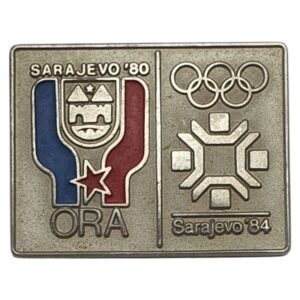 YUGOSLAVIA 1984 Sarajevo Olympic Games / Communist Youth Labour Action Sarajevo '80 / OZEHA / vintage badge