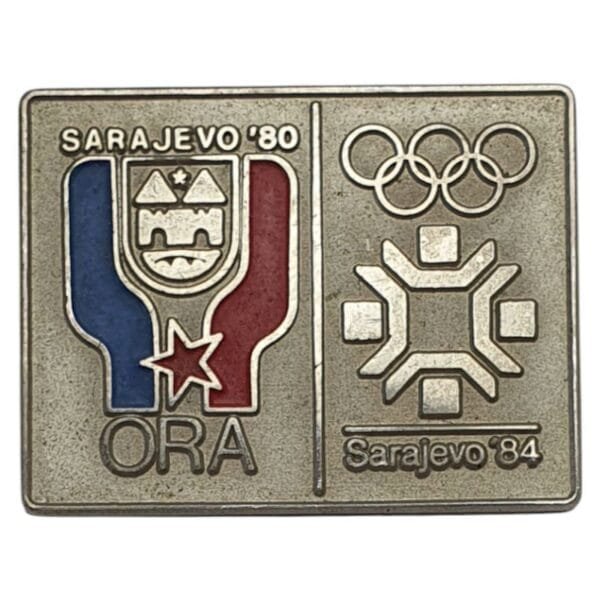 YUGOSLAVIA 1984 Sarajevo Olympic Games / Communist Youth Labour Action Sarajevo '80 / OZEHA / vintage badge
