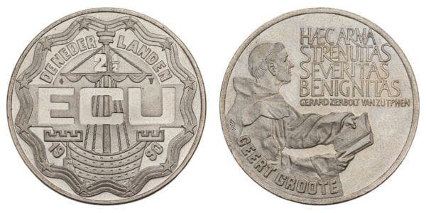 NETHERLANDS 2.50 ecu 1990 / Geert Groote / UNC-