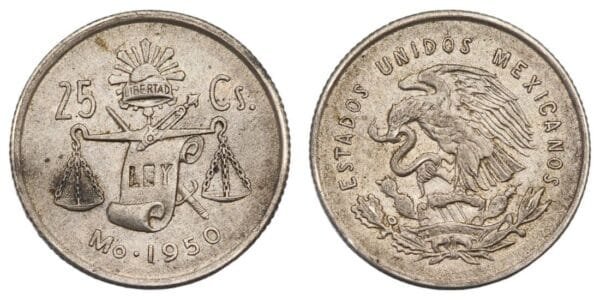 MEXICO 25 centavos 1950 VF