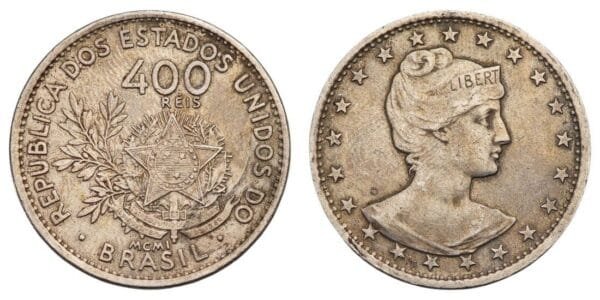 BRAZIL 400 reis 1901 VF