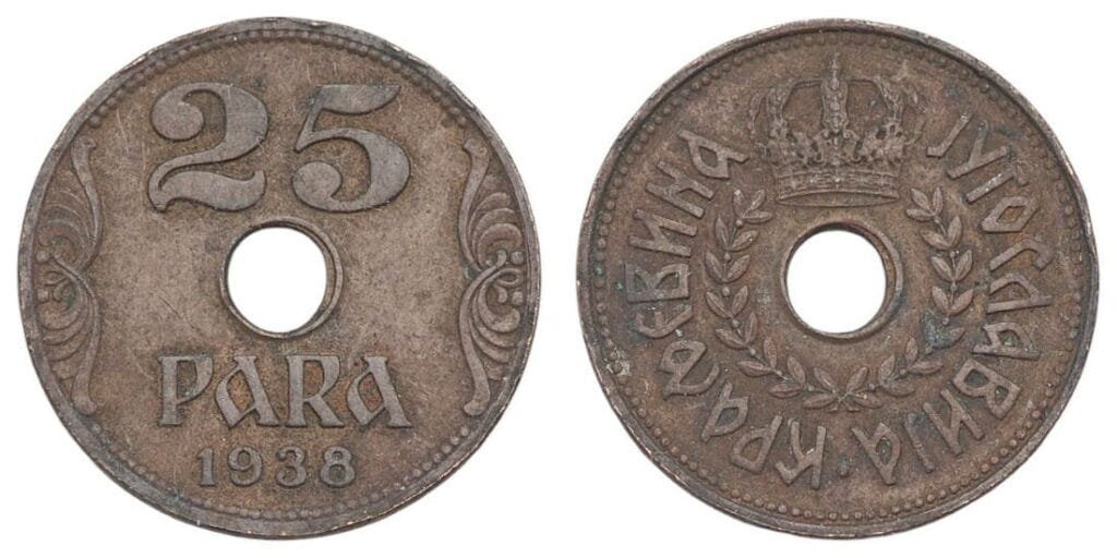JUGOSLAVIJA 25 para 1938 VF-